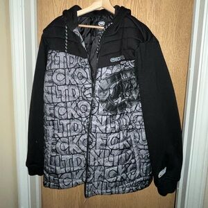 Ecko ~Unltd Black and Gray Hooded Jacket~ XL